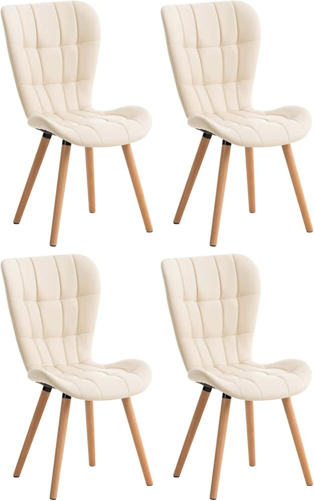 CLP 4er Set Esszimmerstuhl Elda Kunstleder mit robustem Holzgestell,creme Bild 1
