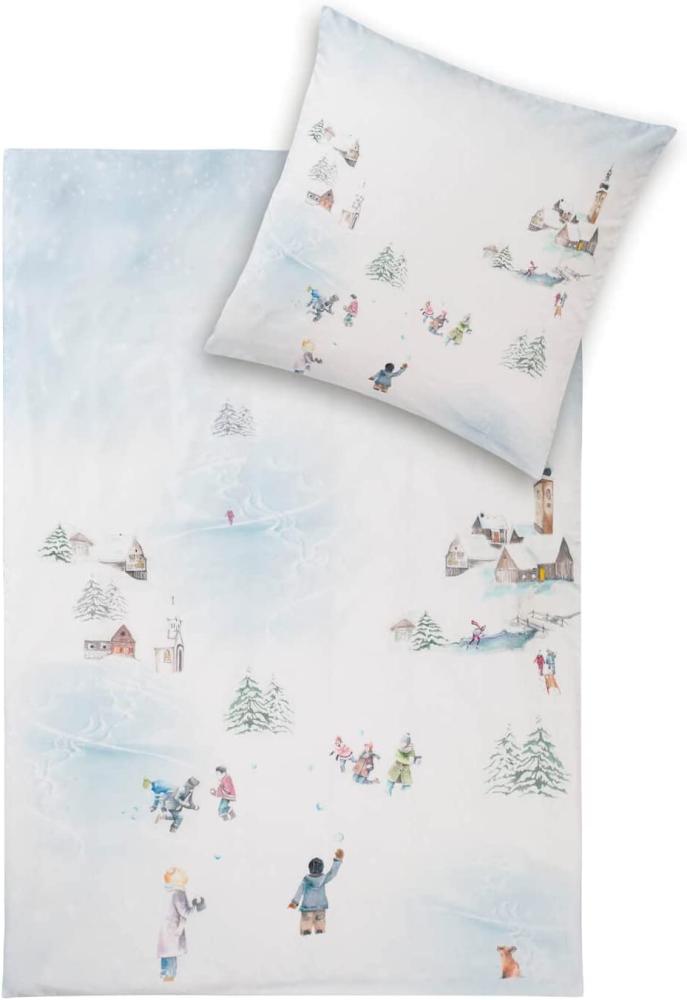 Estella Kuschelflanell Bettwäsche Snowland schnee | 155x220 cm + 80x80 cm Bild 1