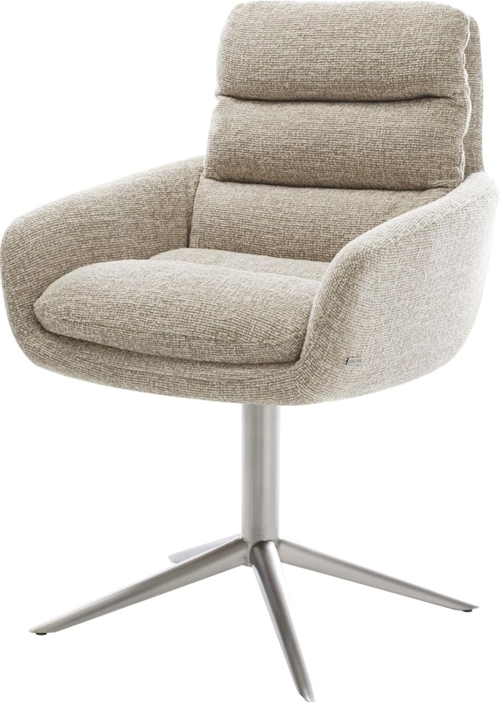 Drehstuhl Abelia-Flex mit Armlehnen Webstoff Soft Beige Fußkreuz Edelstahl 360° drehbar Wippfunktion Bild 1