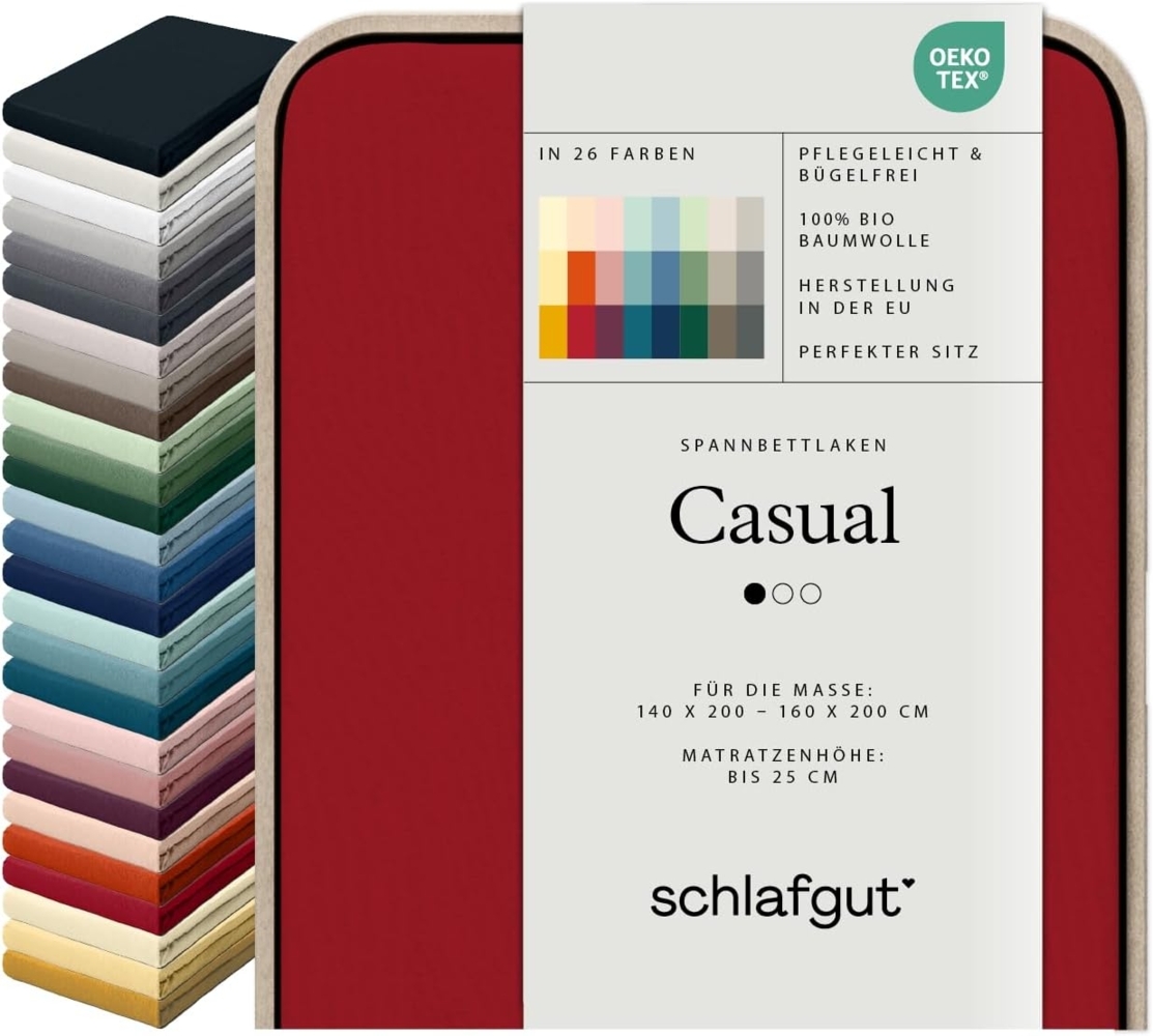 Schlafgut Spannbettlaken CASUAL u.a. in Gr. 90x200, 140x200 oder 180x200 cm, 100% Bio-Baumwolle, Jersey, Gummizug: rundum, (1 Stück), Bettlaken für Matratzen bis 25 cm Höhe, zuverlässig, langlebig, weich Bild 1