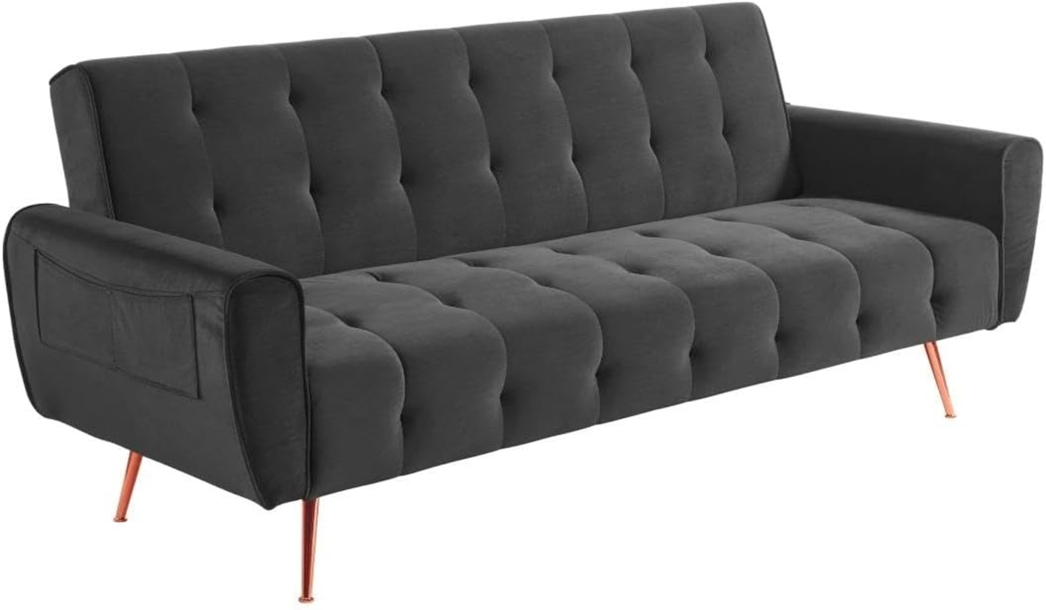 Klappsofa 3-Sitzer Samt POLANI - Anthrazit Bild 1