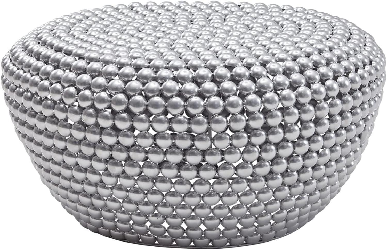 FineBuy Couchtisch Aluminium 60 x 60 x 30 cm Wohnzimmertisch Metall Rund | Designer Sofatisch Alu Orientalisch | Runder Kaffeetisch Klein | Silber Bild 1