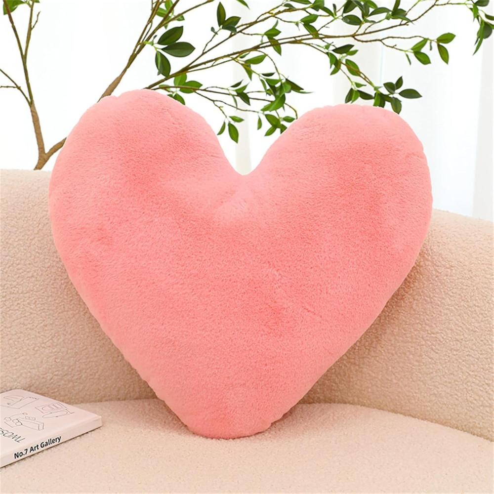 Herzkissen, Herz Kissen Kinderzimmer Decor, Kuschelkissen Kinder Herzform Dekokissen Kopfkissen Kissen Zierkissen für Mädchen & Jungen Zuhause Schlafzimmer Deko (Rosa Herz,40cm) Bild 1