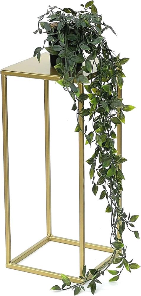 DanDiBo Blumenhocker Metall Gold Eckig S 42 cm Blumenständer Beistelltisch 96406 Blumensäule Modern Pflanzenständer Pflanzenhocker Bild 1