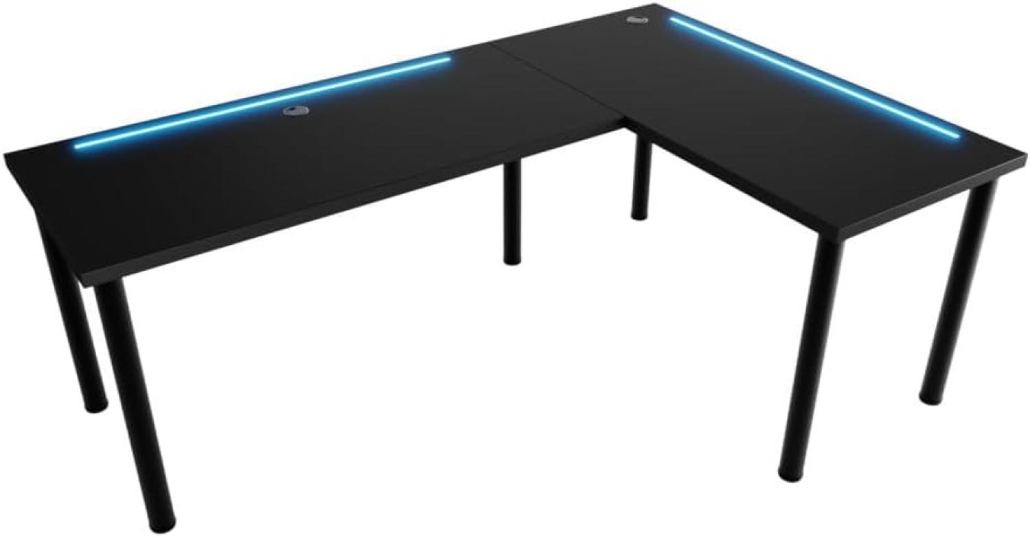 Eck-Computertisch LOOK N s LED, 160/110x73-76x50, schwarz, recht Bild 1