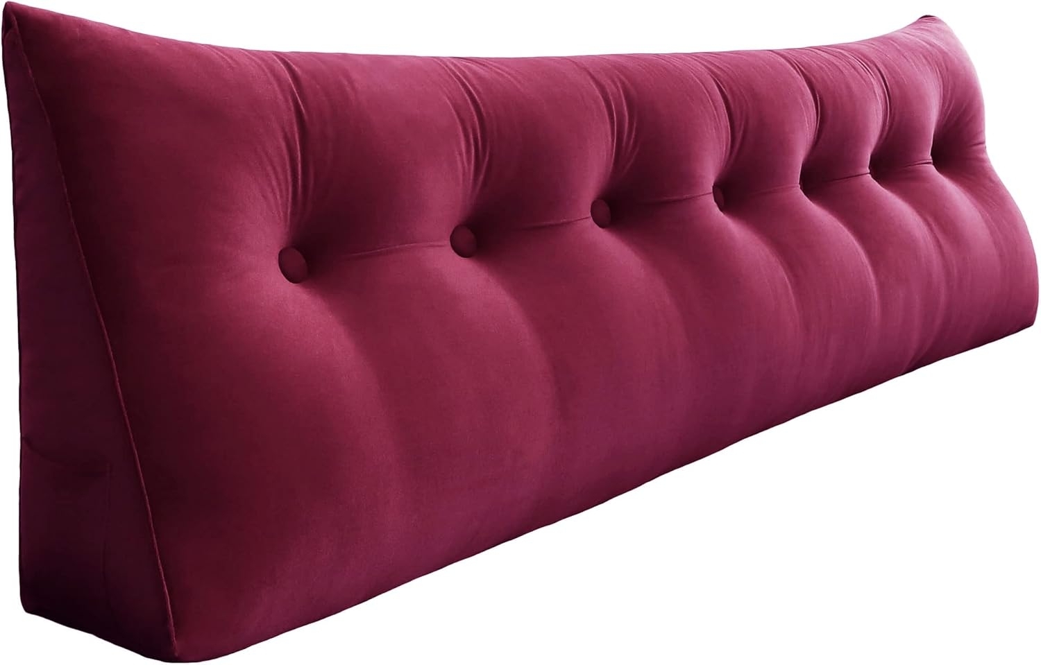 VERCART Großes Keil Lesekissen, Langes Bettruhe Rückenkissen, Dekoratives Kopfteilkissen, Dreieckiges Positionierungs Körperkissen für Tagesbett oder Couch, Samt Weinrot, 200cm Bild 1