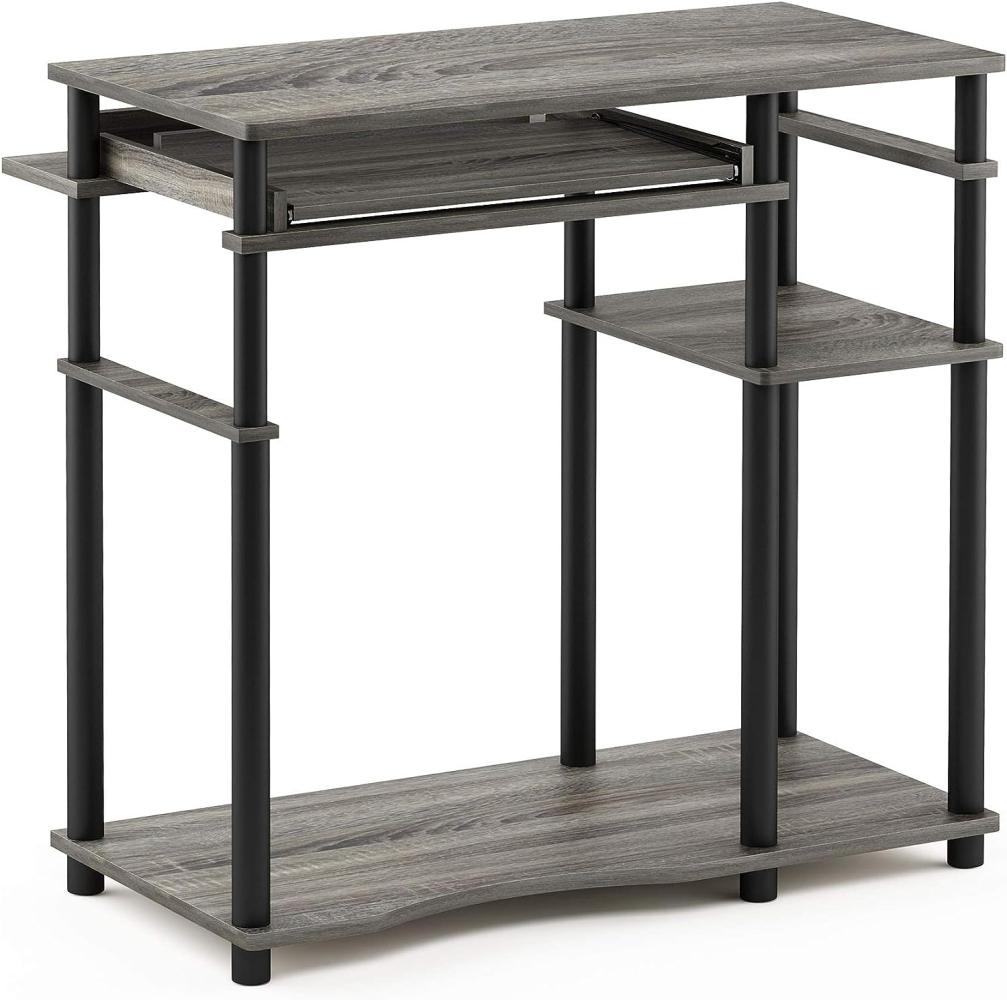 Furinno Abbott Schreibtisch mit Bücherregal, Holz, Französische Eiche Grau/Schwarz, 46. 99 x 46. 99 x 79. 81 cm Bild 1