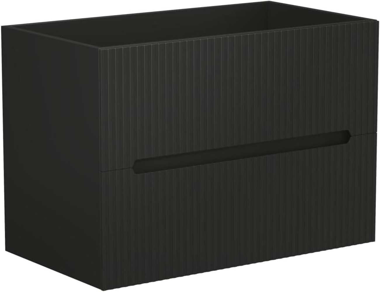 Vente-unique - Waschbeckenunterschrank hängend - 80 cm - Schwarz gerippt - PAVANI Bild 1