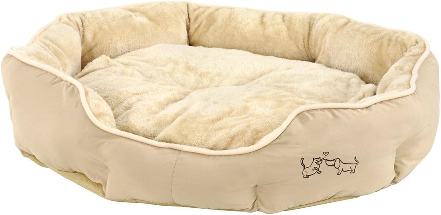 Dehner Tierbett Sammy, oval, beige, versch. Größen, hochwertiges Hundebett/Katzenbett, mit herausnehmbarem Liegekissen Bild 1