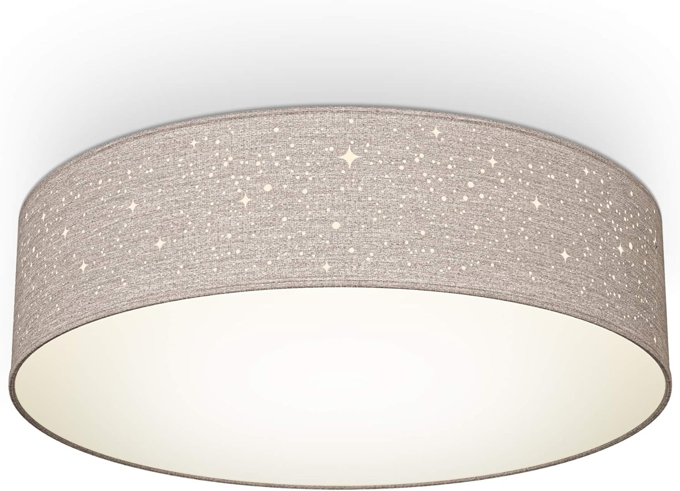 B.K.Licht Deckenleuchte LED Deckenlampe 40W rund 38cm E27 Taupe - BKL1348, LED wechselbar, LED Halogen Textil Stoff Sternenhimmel Stoffdeckenleuchte Wohnzimmer Bild 1