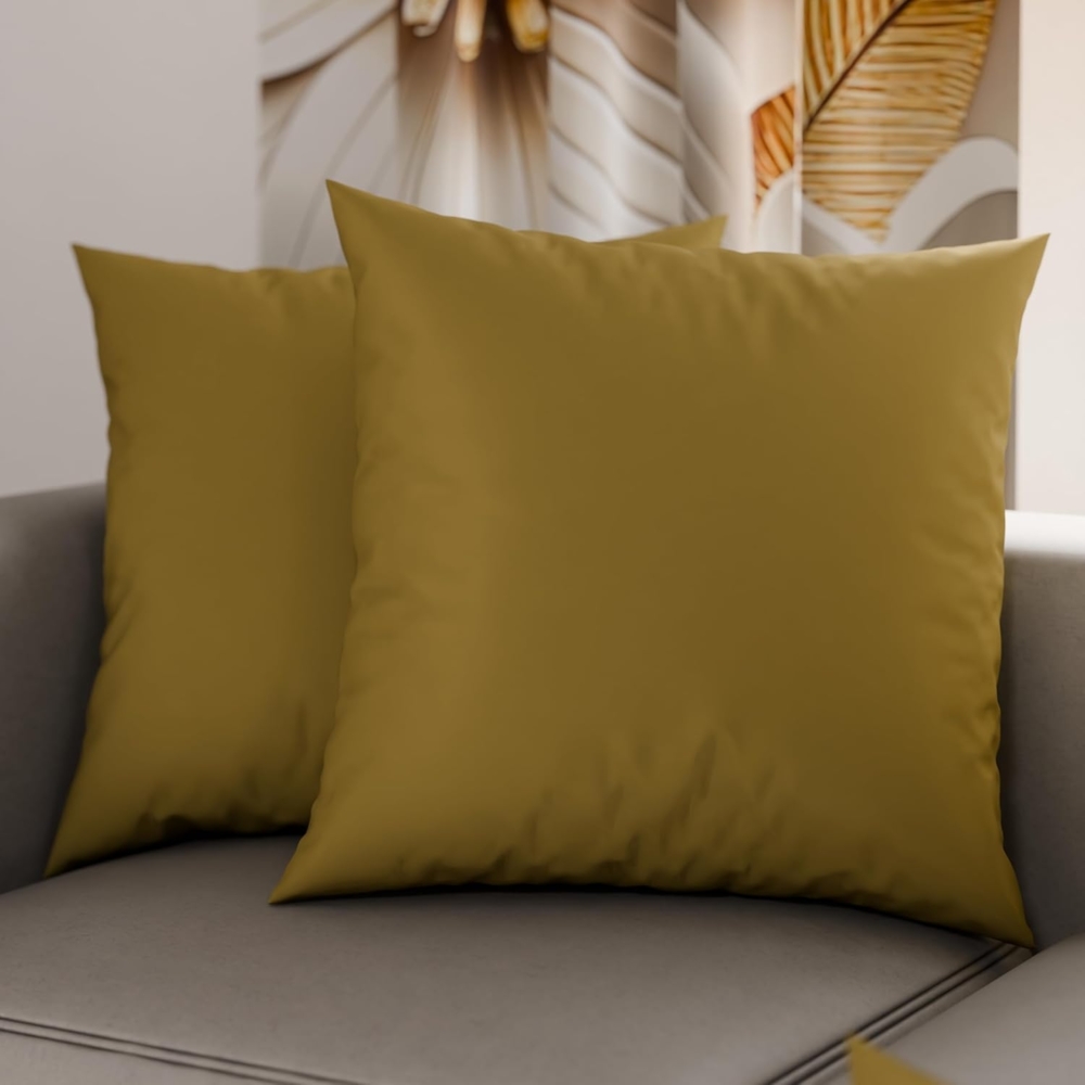 PETTI Artigiani Italiani – 2er-Set Kissenbezüge 65X65 cm aus Mikrofaser, Zierkissenbezüge für Schlafzimmer & Sofa, Uni Schlamm,100 % Made in Italy Bild 1