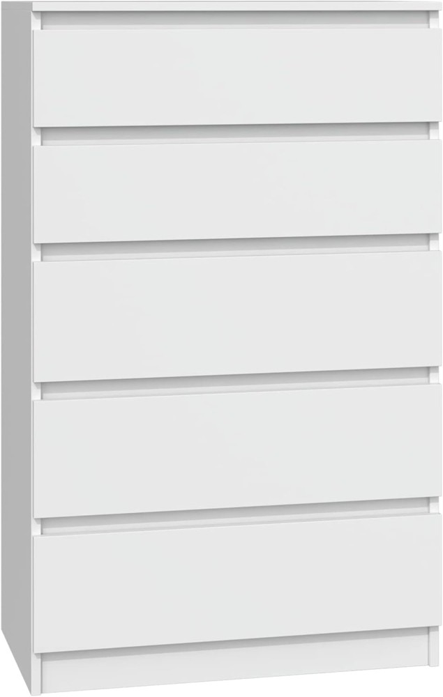 CDF Kommode Malwa M5 | Farbe: Weiss | Schrank für Dokumente, Kleinigkeiten | Ideal für Wohnzimmer, Schlafzimmer, Kinderzimmer, Jugendzimmer und Büro | 5 geräumige Schubladen Bild 1