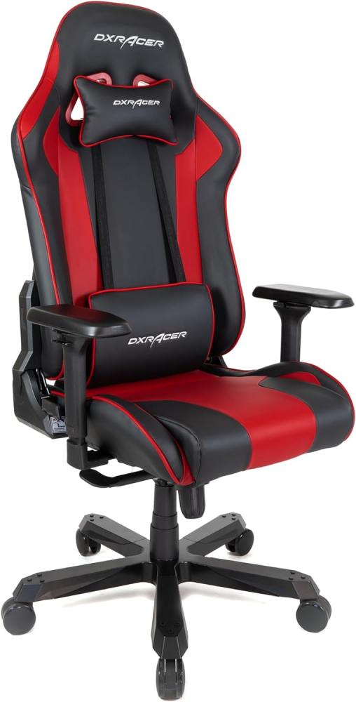 Robas Lund DX Racer K99 Gamingstuhl Schreibtischstuhl mit Wippfunktion Höhenverstellbarer Drehstuhl E-Sport, verstellbare Armlehnen 4D, schwarz-rot,PU Bild 1