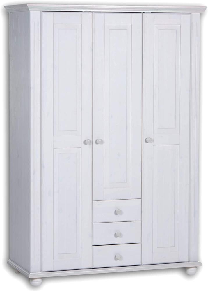 Bega Kleiderschrank Babyzimmer LAURA Kiefer massiv weiß 3-türig Bild 1