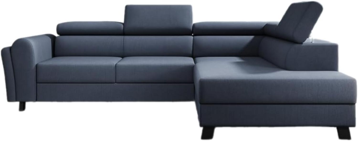 Designer Sofa Kira mit Schlaf- und Klappfunktion Stoff Blau Rechts Bild 1