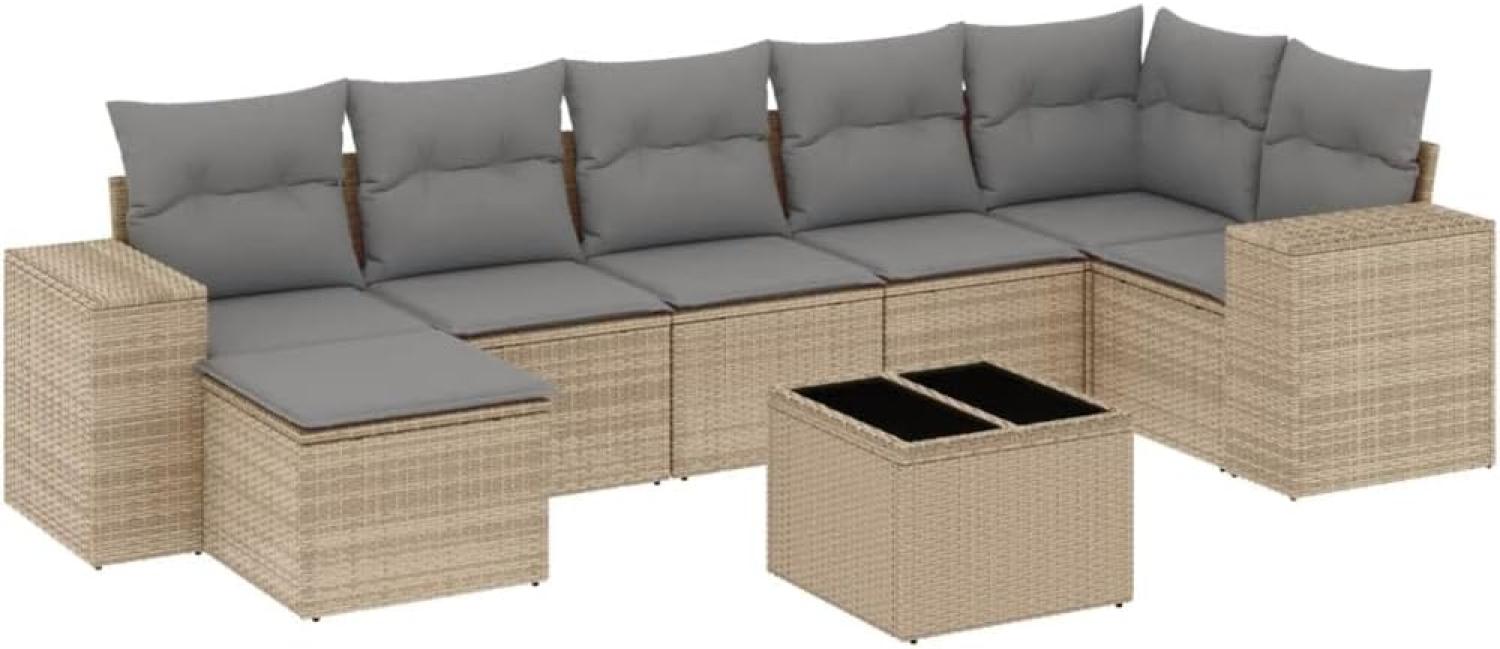 vidaXL 8-tlg. Garten-Sofagarnitur mit Kissen Beige Poly Rattan 3255226 Bild 1