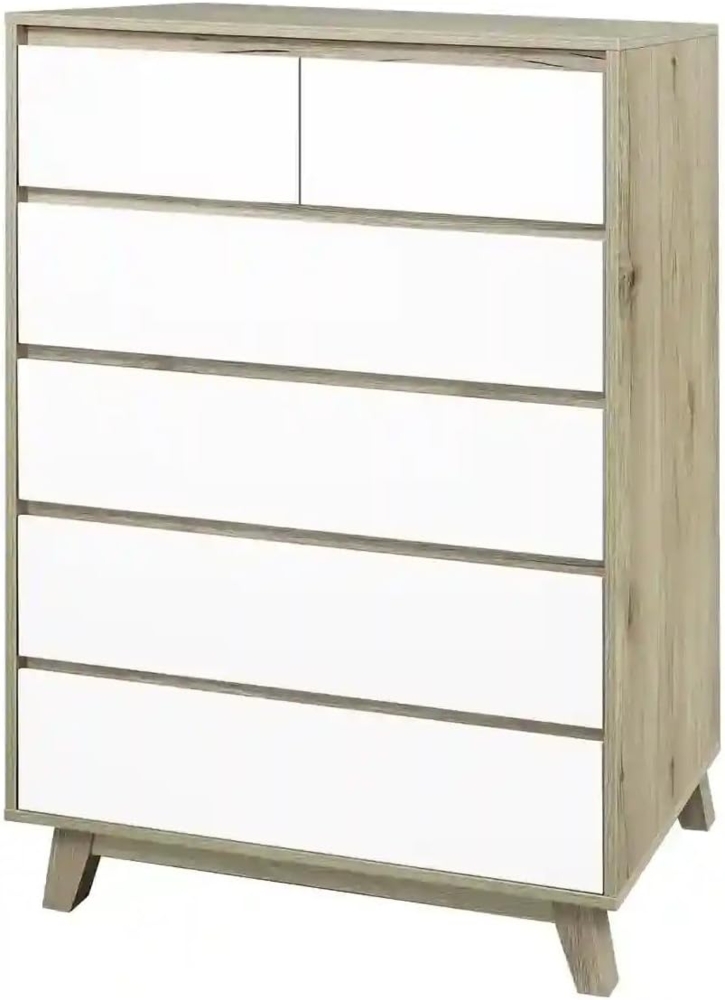 Kommode mit 6 Schubladen aus Spanplatte und MDF 80 x 118 x 40 cm Bild 1