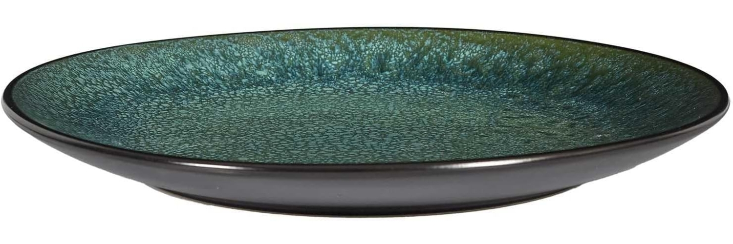 HOME DECO FACTORY, KA0430, Elia Plate in Durable Ceramic, modern and elegant Design, ideal for All Your Meals, Dishwasher Safe, 27 cm, Green and Black Bild 1