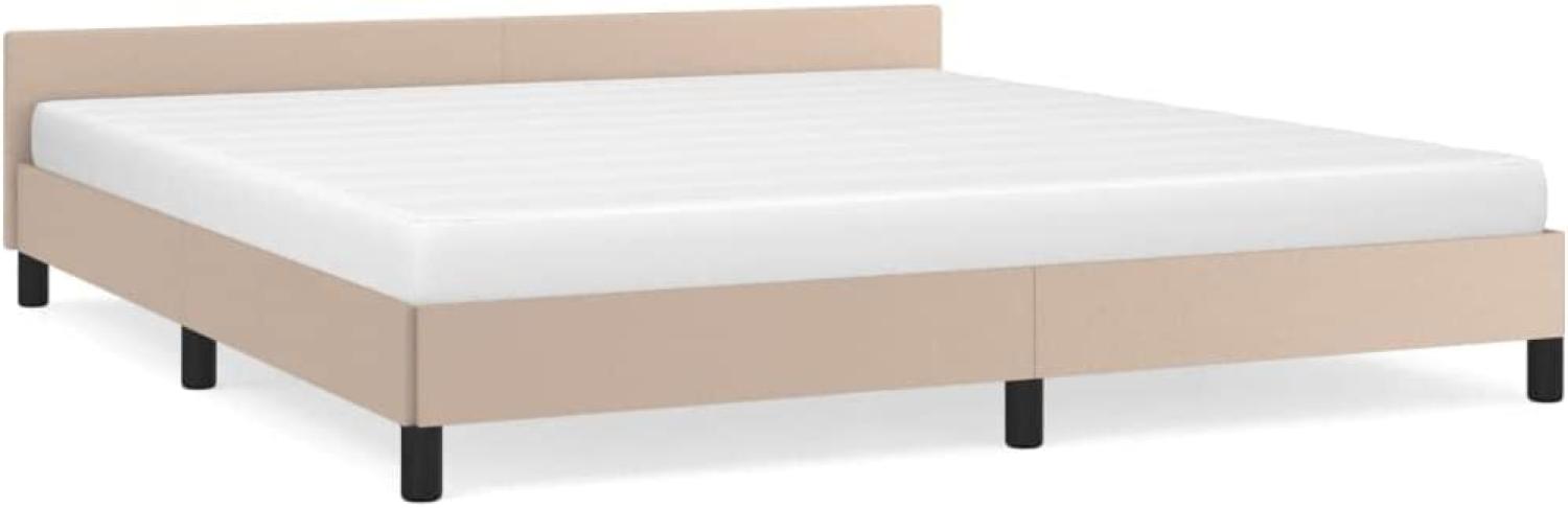 vidaXL Bettgestell mit Kopfteil, Kunstleder, Cappuccino-braun, 160x200 cm Bild 1