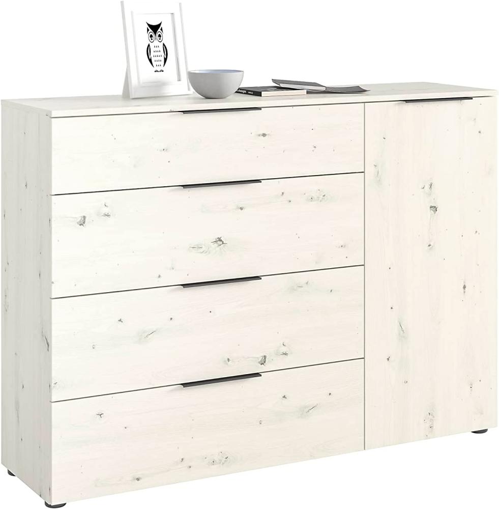 Kommode >TREND WOOD< (BxHxT: 135 x 100 x 40 cm) in White-Oak - Metall schwarz Bild 1