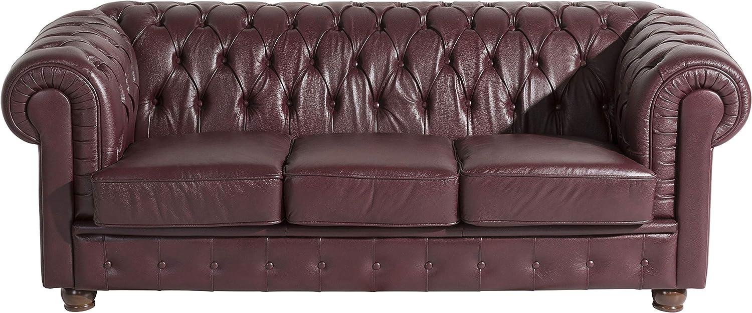Bridgeport Sofa 3-Sitzer Wischleder Rot Buche Nussbaumfarben Bild 1