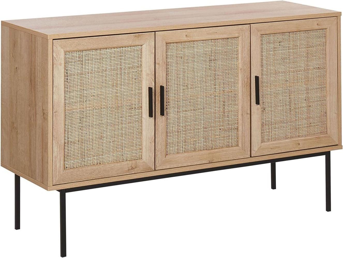 Sideboard heller Holzfarbton 3 Rattan-Türen PASCO Bild 1