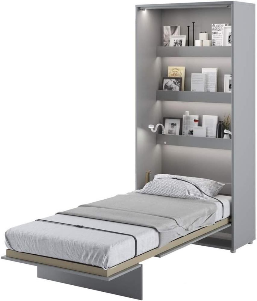 MEBLINI Schrankbett Bed Concept - BC-03 - 90x200cm Vertikal - Grau Matt - Wandbett mit Lattenrost - Klappbett mit Schrank - Wandklappbett - Murphy Bed - Bettschrank Bild 1