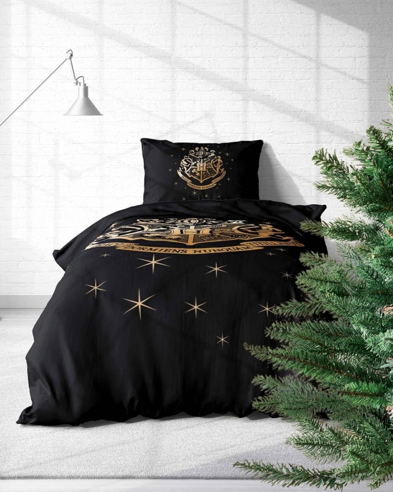 MTOnlinehandel Bettwäsche Harry Potter Hogwarts 135x200 + 80x80 cm, Winter Plüsch Teddy, Coral Fleece, 2 teilig, kuscheliger als Biber oder Flanell Bild 1