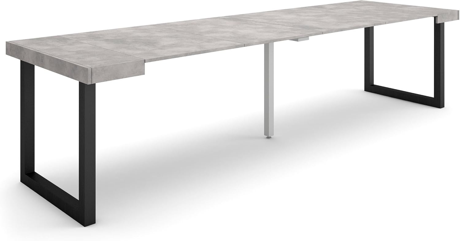 Skraut Home | Ausziehbarertisch | Multifunktionaler ausziehbarer | 300 | Für 14 Gäste | Massivholz Beine | Moderner Stil | Zement Bild 1