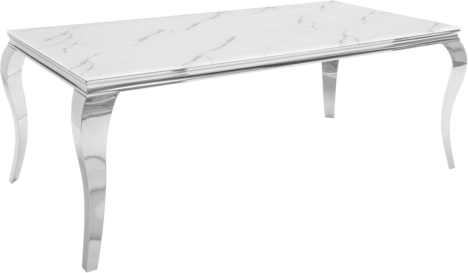 riess-ambiente Esstisch MODERN BAROCK 180cm grau / weiß (Einzelartikel, 1-St), Marmor-Design · Glasplatte · Edelstahl-Beine · bis 8 Personen Bild 1
