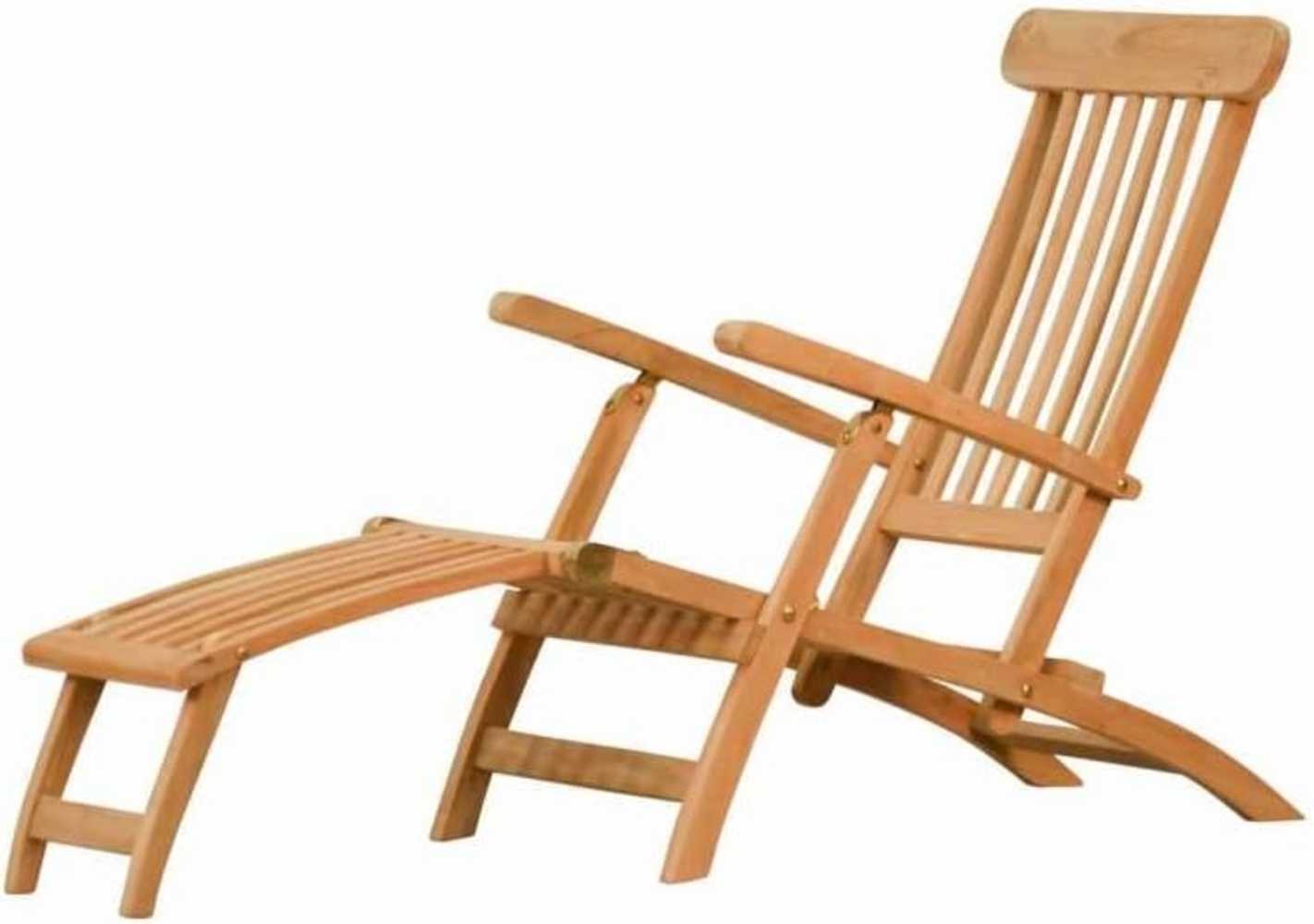 Kai Wiechmann Gartenliege Hochwertiger Teak Deckchair als wetterfester Liegestuhl, verstellbarer Teak Relaxsessel mit Fußablage Bild 1