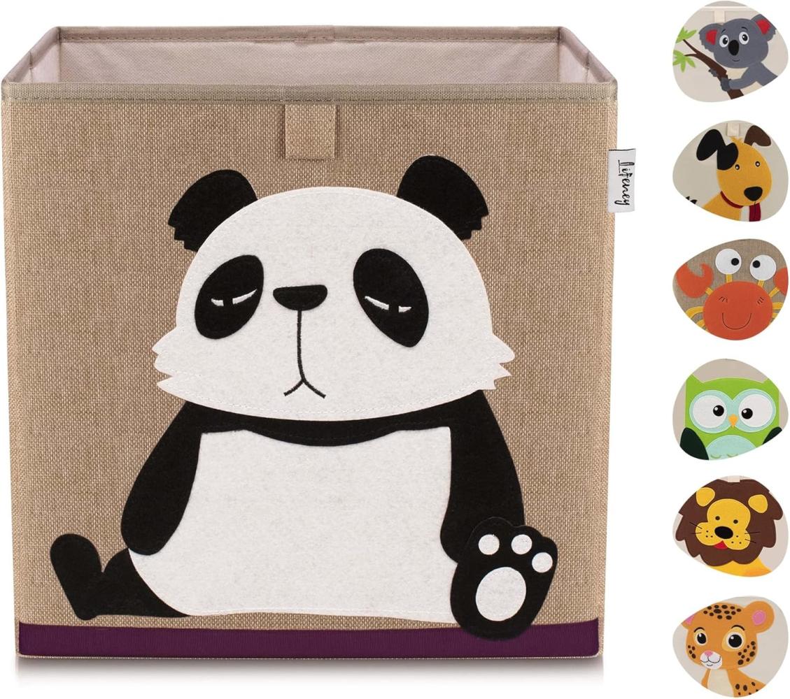 Lifeney Aufbewahrungsbox mit Panda Motiv I Spielzeugbox mit Tiermotiv passend für Würfelregale I Ordnungsbox für das Kinderzimmer I Aufbewahrungskorb Kinder Bild 1