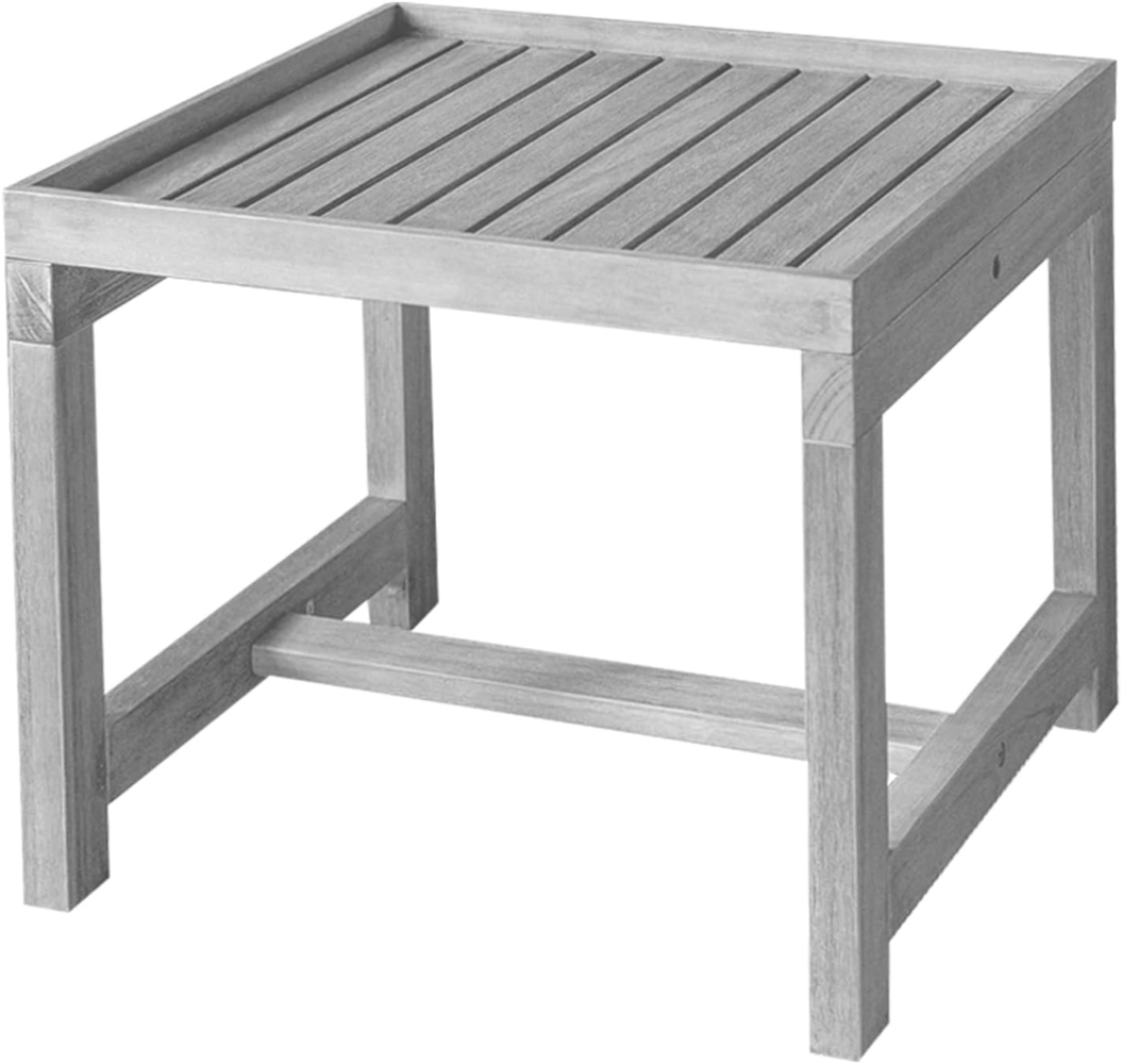 Outdoor Beistelltisch FSC Akazie Holz Soho mit Tablett grau 50x50cm Bild 1