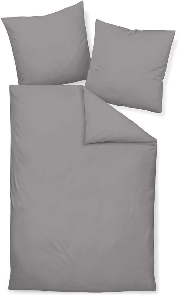 Traumschlaf Uni Mako-Satin Bettwäsche|155x220 cm + 80x80 cm| graphit Bild 1
