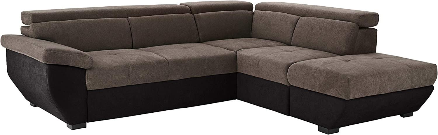 Mivano Schlafsofa Speedway / Moderne Eckcouch mit Schlaffunktion, Stauraum und verstellbaren Kopfteilen / 262 x 79 x 224 / Zweifarbiger Bezug, Dunkelgrau/Schwarz Bild 1