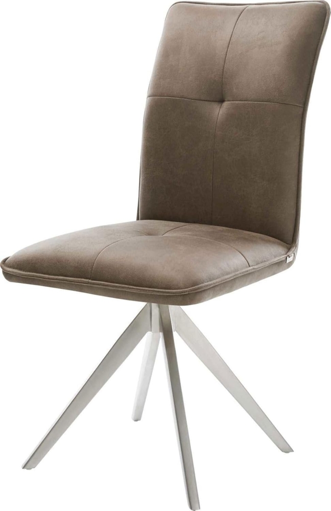 Esszimmerstuhl Maddy-Flex Mikrofaser Taupe Vintage Kreuzgestell kantig Edelstahl Bild 1