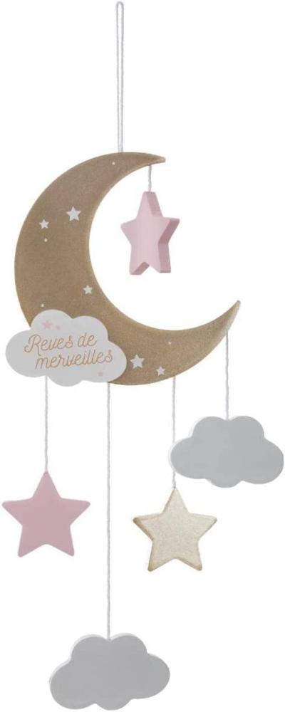 Atmosphera for kids Hängende Dekoration für Kinder mit Mond und Wolken Motiv, goldene Farbe, 43 cm Bild 1