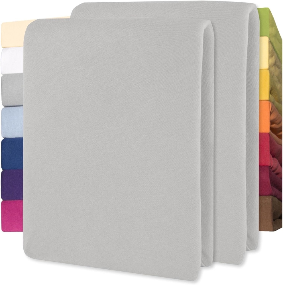 CelinaTex Jersey Spannbettlaken Lucina für Kids Dreierpack 60x120-70x140 cm Silber grau 100% Baumwolle gekämmt superweich Oeko-TEX Bild 1