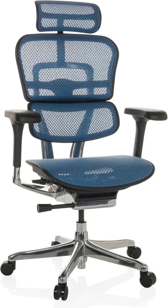 hjh OFFICE Bürostuhl ERGOHUMAN I Netz ergonomischer Bürosessel mit Flexibler Lordosenstütze, Blau, 652278 Bild 1