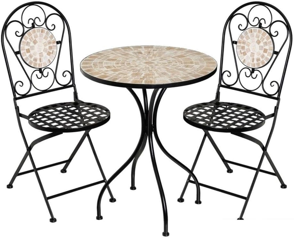 Set aus Tisch und 2 Stühlen aus Metall in Schwarz Bild 1