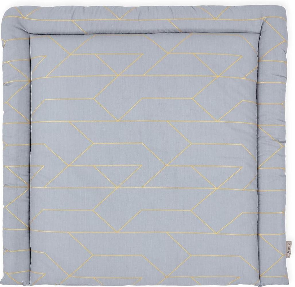 KraftKids Wickelauflage in goldene Linien auf Grau, Wickelunterlage 85x75 cm (BxT), Wickelkissen Bild 1