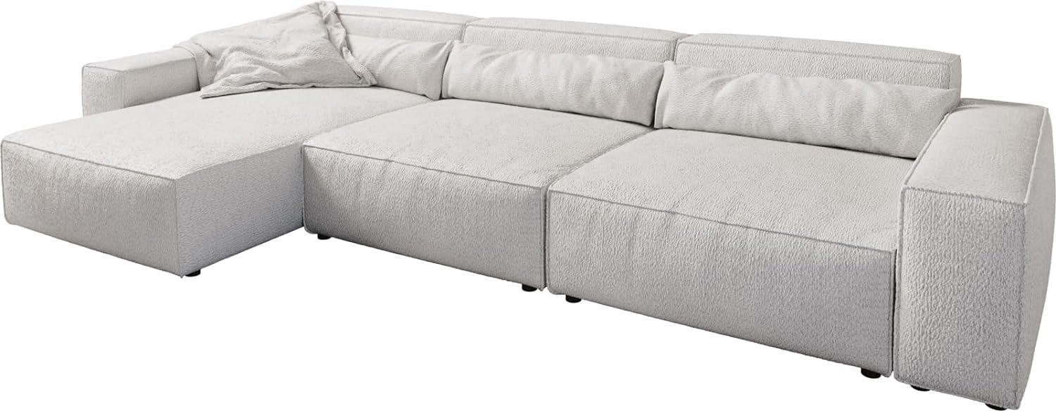 Ecksofa Sirpio XL 370x170 cm Bouclé Creme-weiß Recamiere variabel Bild 1