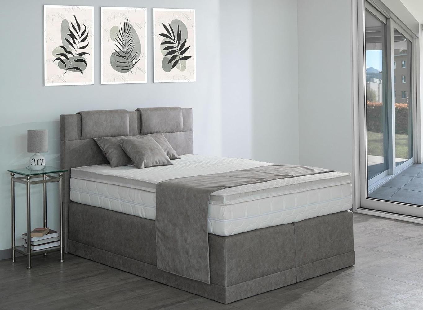 AUKONA| Boxspringbett Hanna Fango 140x200 | 7- Zonen Taschenfederkern Matratze, mit Komfortschaumtopper Bild 1