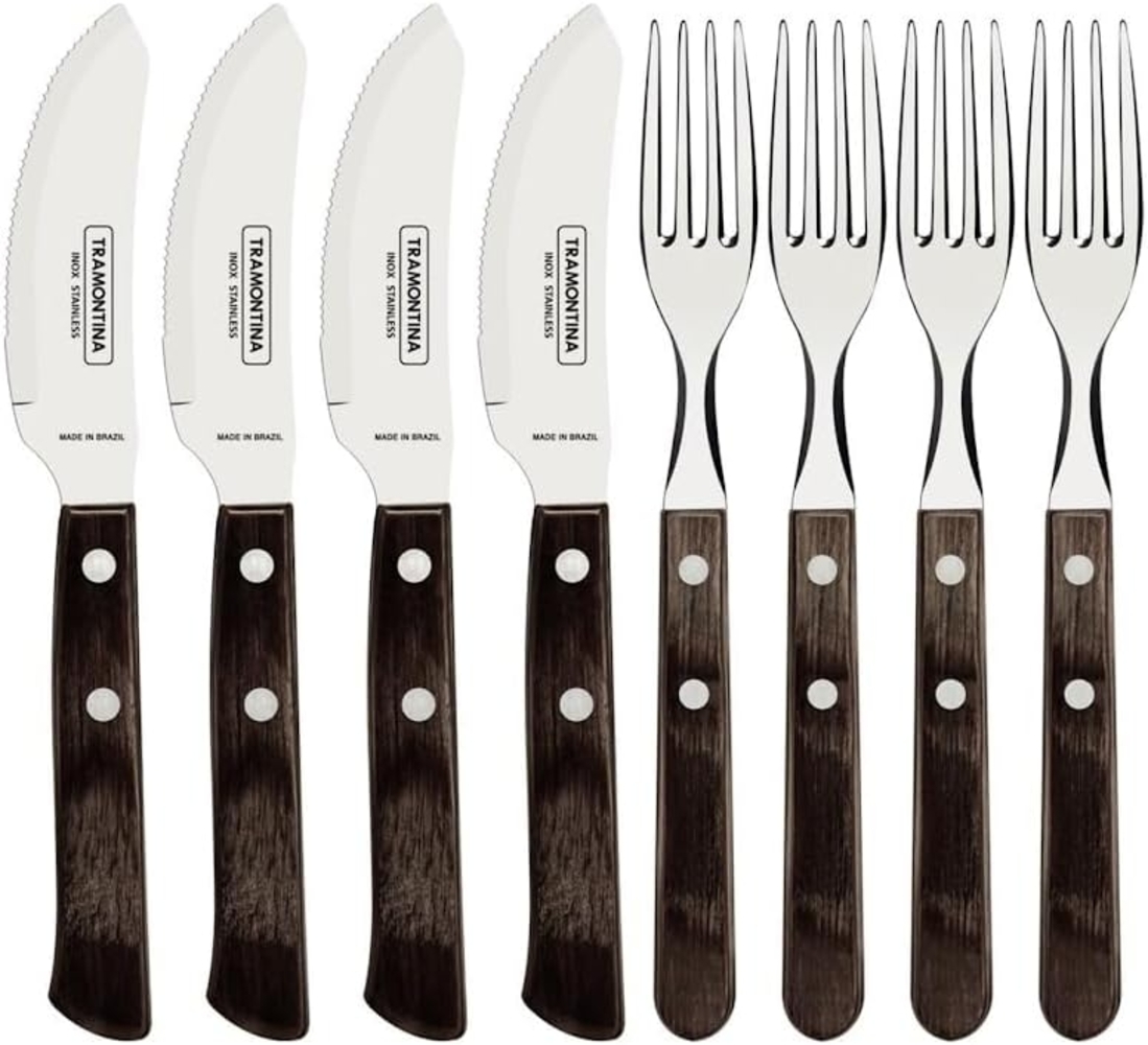 Tramontina Besteck-Set Pizzabesteck Set für 4 Personen - 4x Pizzamesser, 4x Pizzagabeln (8-tlg), 4 Personen, Edelstahl, 8-tlg, rostfreier Edelstahl, FSC, spülmaschinenfest Bild 1