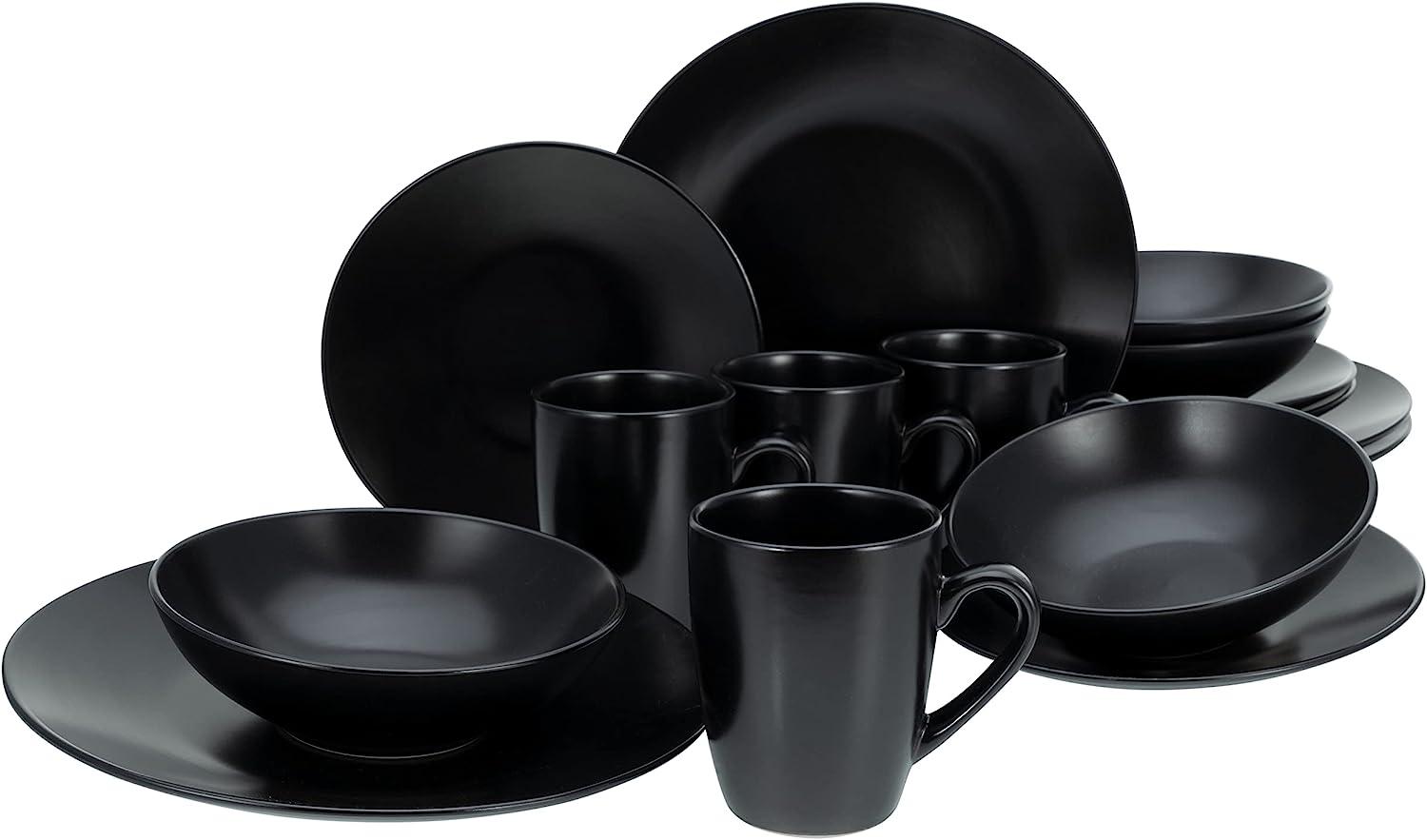 CreaTable 25833 Kombiservice Black Matt für 4 Personen, Steinzeug, schwarz (1 Set, 16-teilig) Bild 1