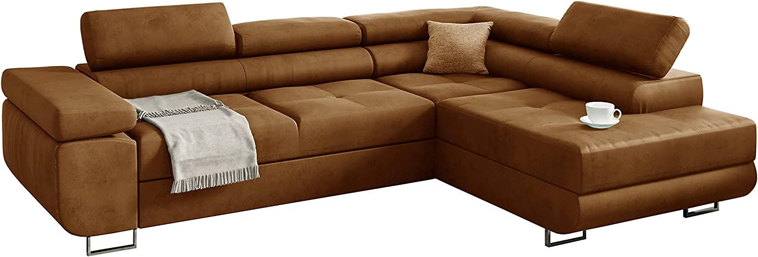 Möbel48 Ecksofa Miami mit Schlaffunktion, Big Sofa, Ecksofa mit Bettkästen (Rechte Ottomane, Gute Qualität des Stoffes) (Gold), 272x203, MiamiMon1 Bild 1