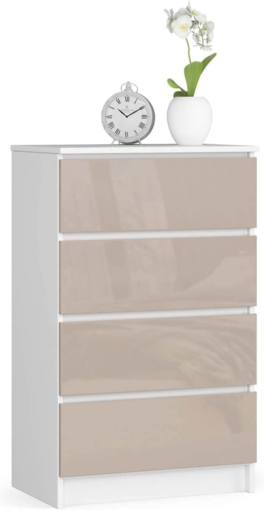 Akord Kommode mit 4 Schubladen Beistellschrank Highboardmodernes Sideboard für Wohnzimmer Esszimmer Schlafzimmer Flur Badezimmer 60 x 99 x 40 cm Bild 1