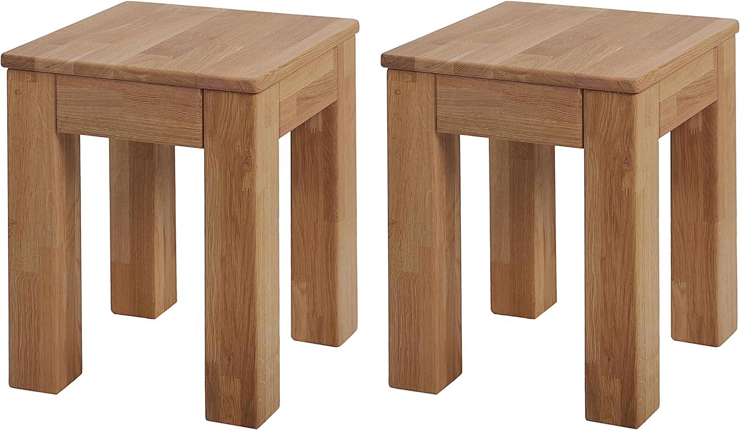 Krok Wood 2X Hocker aus Massivholz 35 x 35 x 45 cm (Bonn Eiche) Bild 1