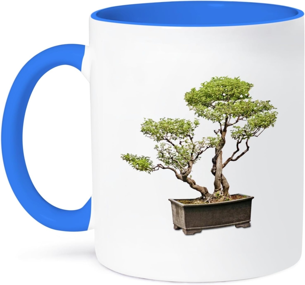 3dRose penjing Bonsai-Two Becher aus Keramik, Mehrfarbig, 10,16 x 7,62 x 9,52 cm, Blau Bild 1