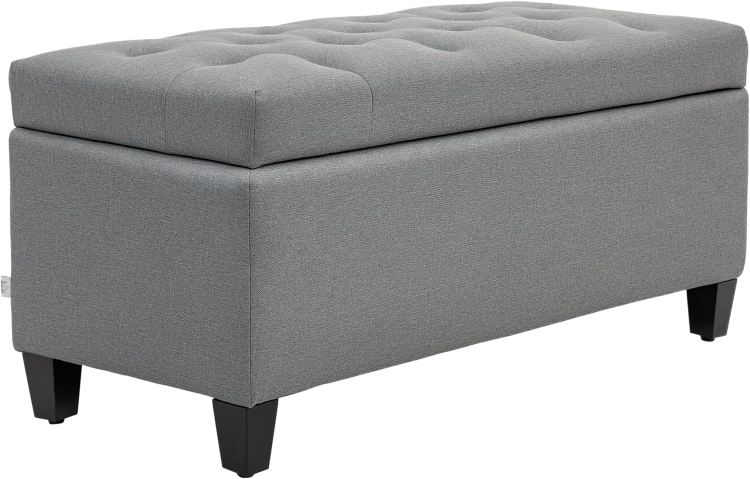 HOMCOM Sitzbank Polsterbank mit Stauraum Truhenbank Flur Schlafzimmer Wohnzimmer leinenartiges Polyester Gummiholz Hellgrau 100 x 40 x 44 cm Bild 1